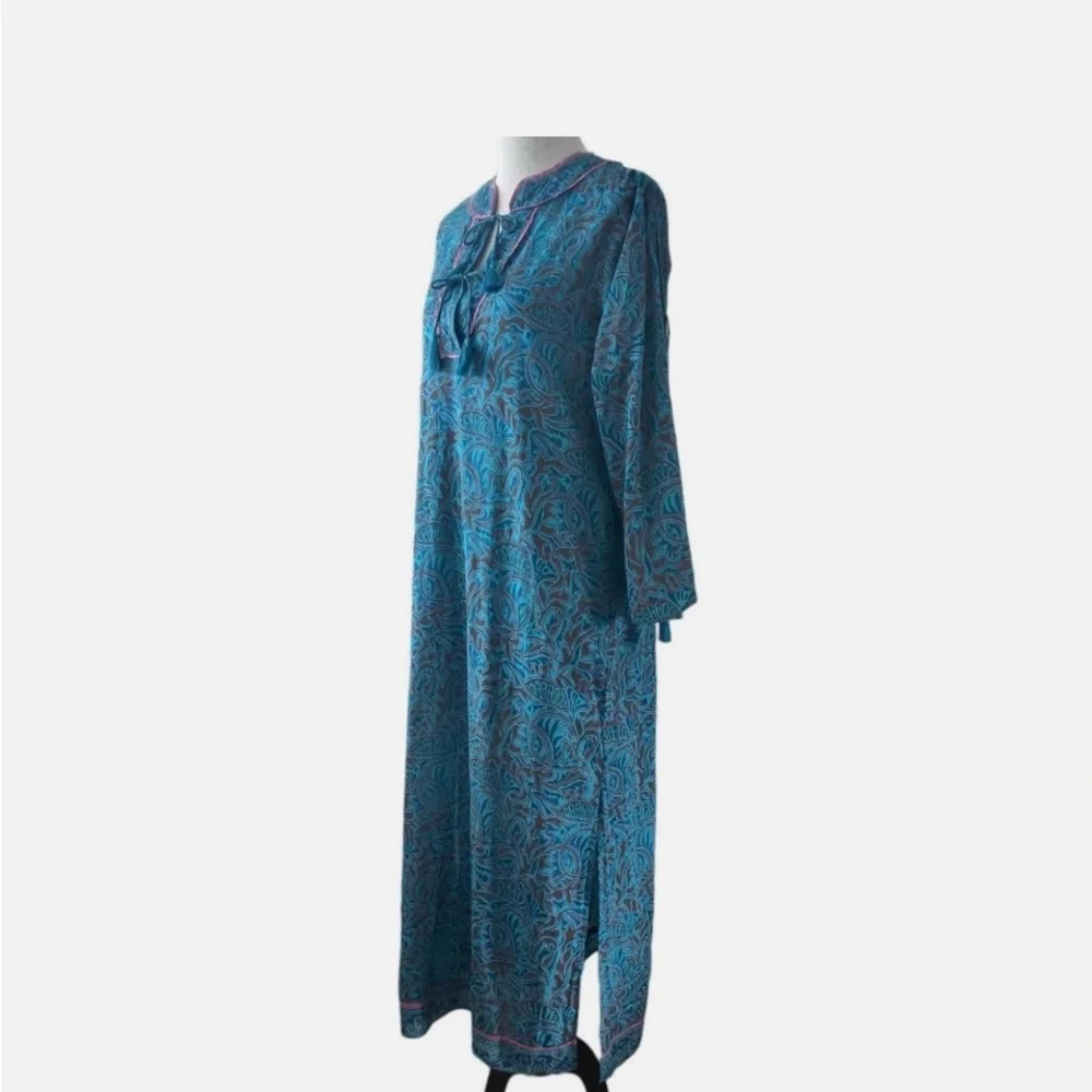 Cleobella Turquoise and Magenta Hand-Printed Dress with Belt - Picture 2 of 6